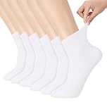 Zuimei 6 Pairs Extra Wide Socks for Swollen Feet, Loose Top Socks for Women Stretchy Elastic Sock Cotton Calf Loose Top Sock for Women Pregnant Hospital,Size 4.5-7(White)