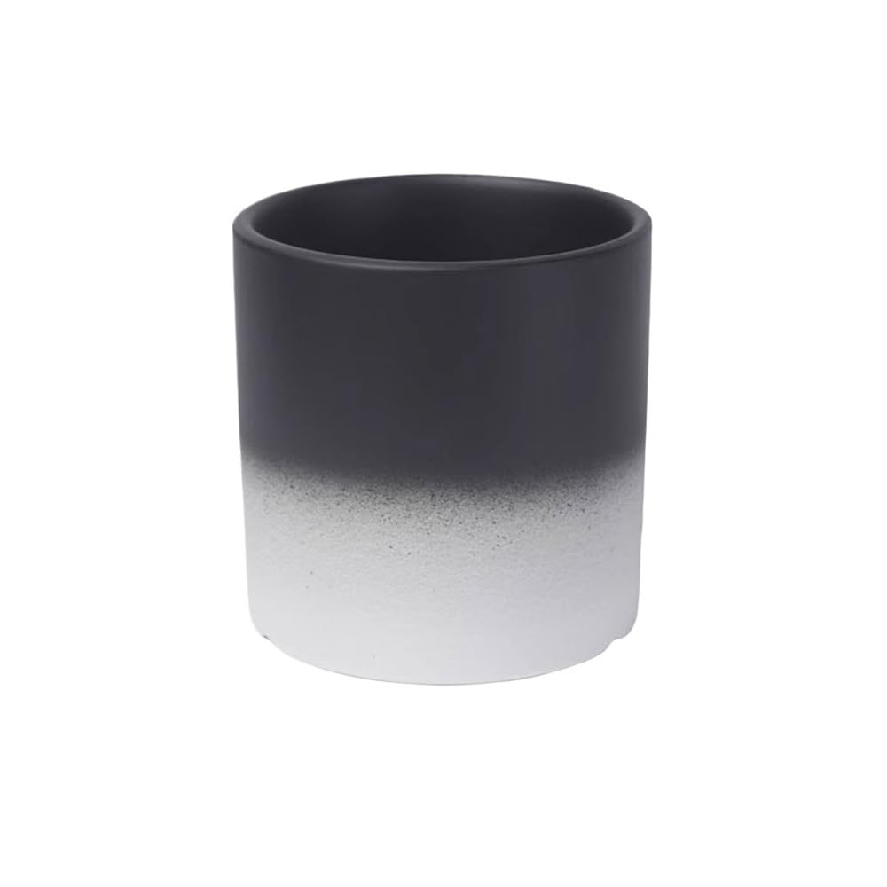 L8p2B5s7 Garden Pots Indoor Outdoor Gradient Colour Flower Pot Cylindrical Desktop Ceramic Planter(Black)