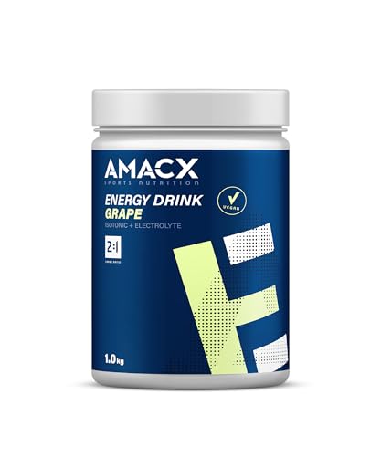 AMACX Bebida Energética en Polvo para Deportistas de Resistencia, Bebida Isotónica + Electrolitos, Polvo con Glucosa y Fructosa, Bebida Iso sin aditivos artificiales - Uva 1kg