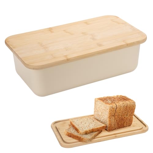 Ajrwiiy Sourdough Bread Box - Proofing Box for Sourdough Bread Baking, Breads Storage Container with Wooden Cutting Board Lid, 7.5L Breads Holder for Kitchen Counter Corner, Cabinet to Storage