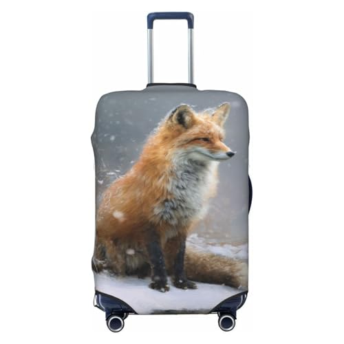 Red Fox Sits By The River Elastic Travel Luggage Covers Dustproof Scratch-Resistant Suitcase Protector Fit 22-24 Inch