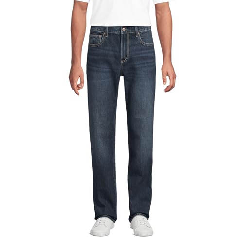Lands' End Men's Stretch Classic Fit Jean 44 28 Dark Pacific Wash