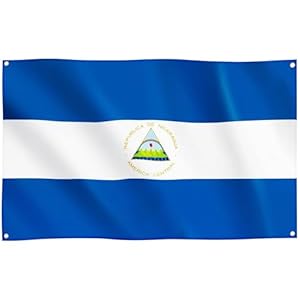 Runesol Nicaragua Flagge, 91x152cm, 4 Ösen, eine in jeder Ecke, Nica, Republik Nicaragua, Revolution Day, Premium-Flaggen für drinnen und draußen, Fahne, lebendige Farben