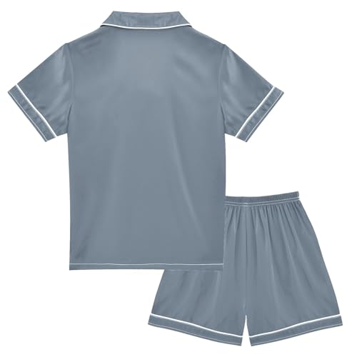 ODAWA 2 Piece Sleepwear Slate Gray Short Sleeve Button down Pajama Set 5-6Y2