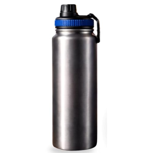 Garrafa de Água Térmica Inox 800ml Esportiva com Alça Parede Dupla Isolada a Vácuo Antivazamento Garrafinha Academia Fitness Corrida Esportes Escritório – Premium (Inox)