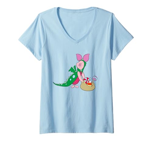 T-shirt Disney Halloween femme Porcinet dragon v-neck pour tenue de fête