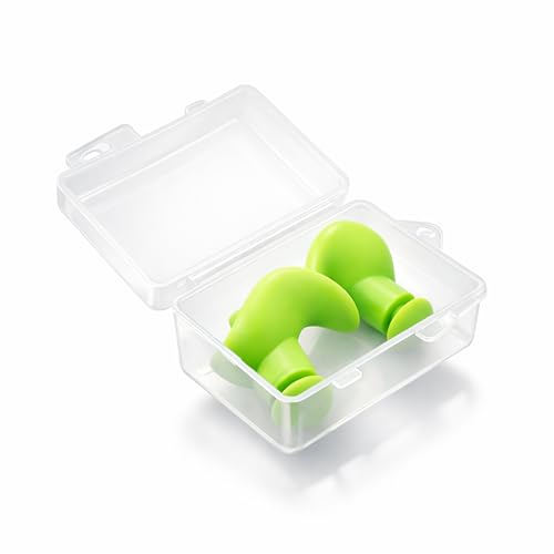 Image of James HealthPlus 1 Pair Waterproof Soft Silicone Earplugs for Water Sports Swimming with Storage Box (Green)