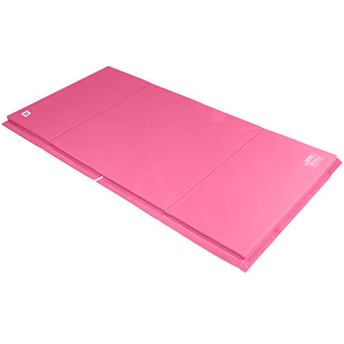 We Sell Mats 4 ft x 8 ft x 2 in Gymnastics Mat, Folding Tumbling Mat, Portable with Hook & Loop Fasteners, Pink