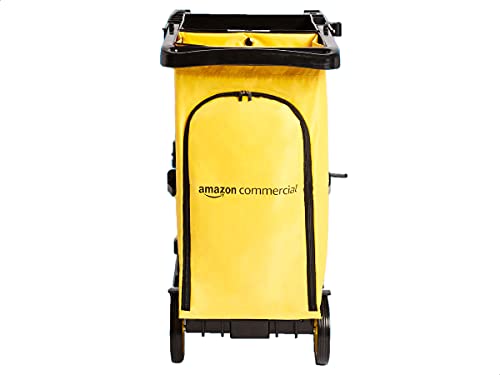 Image of AmazonCommercial Janitorial Utility Cart, Rolling, Portable, with Supply Shelves, Black