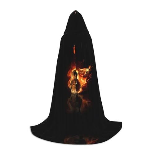 Capa con capucha de Halloween bata de cosplay de mago disfraz unisex de guitarra de fuego