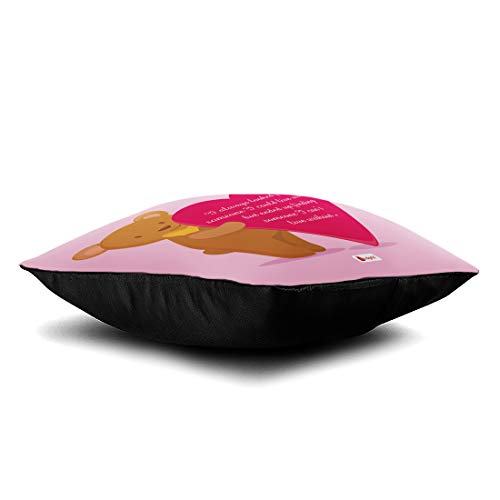 Image of Indigifts Micro Satin Fiber I Can't Live Without You Quote Printed Cushion Cover with Filler for Boyfriend, Girlfriend, Wife, Husband (Pink, 12x12 inches)