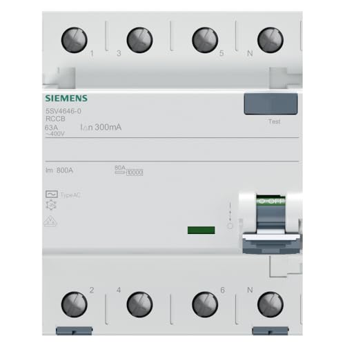 Interruptor diferencial 5SV46460 clase AC 4P 63A sensibilidad 300mA tensión 400V