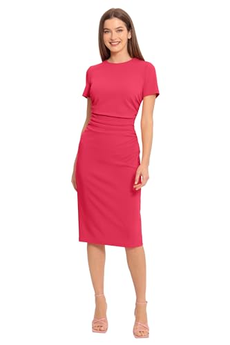 Image of Maggy London Women's Dresses Ruched Waist Crepe Sheath Dress Workwear Office Occasion Event Guest of