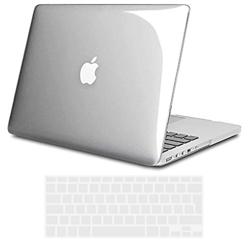 TECOOL Cover compatibile con MacBook Pro 15 Pollici Retina 2015 2014 2013 2012 (A1398), Custodia Rigida Protettiva Sottile in Plastica e Copritastiera UE, Cristallo Trasparente