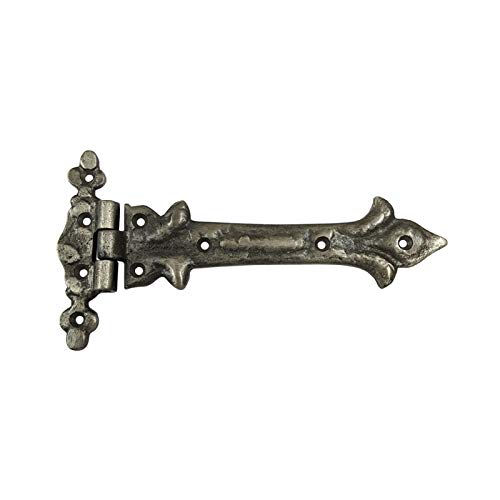 Image of Adonai Hardware Adonijah Antique Cast Iron Strap T Hinge (7.9 inch x 12 Pack, Antique Brushed Nickel) for Barn Doors, Gates, Kitchen Cabinets, Sheds, Wooden Box, Furniture, Cedar Chest and Trunks