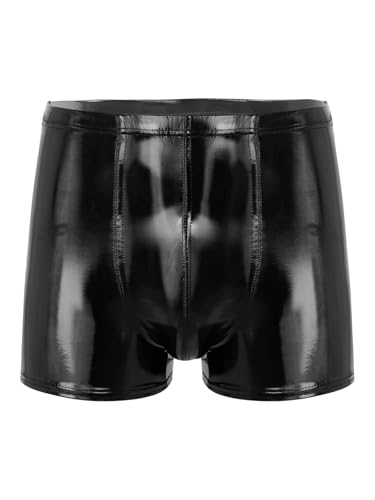 Men's Patent Leather Boxer Shorts Motorcycle Shorts Wet Look Hot Pants Swim Trunk Clubwear3