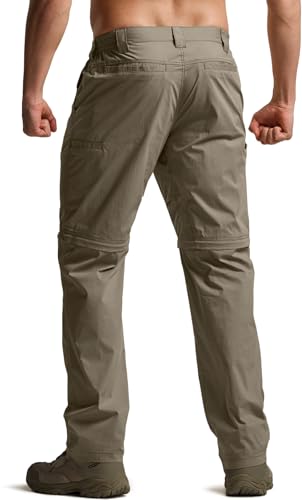 Image of CQR Men's Convertible Cargo Tactical Pants, Water Resistant Outdoor Hiking Pants, Zip Off Lightweight Stretch Work Pants