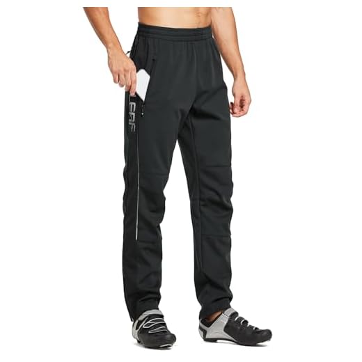 baleaf Herren Fahrradhose Thermo Fleece Radhose Wasserdicht Winddicht Softshellhose Warm Wanderhose Lang Radlerhose für Winter Outdoor Radfahren MTB Schwarz L