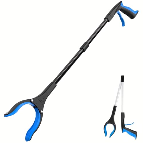 Image of Grabber Reacher Tool - 32 inch Extra Long Foldable Gripper and Reaching Tool - Heavy Duty Pick Up Stick Grabbers for Seniors, Trash, Surgery Recovery Must Haves Gifts (Black Blue)