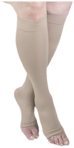 GABRIALLAMicrofiber Graduated Compression Open Toe Knee High Stockings (25-35 mmHg) H-304 2 Pack