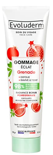 EVOLUDERM - Gommage Éclat Grenade - 150 ml - 98% d’Origine Naturelle - Végan - Fabrication Française