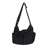 Bolsa Messenger de Lona Grande Hobo Transversal com Múltiplos Bolsos Tote para Ombro Mulheres e Homens