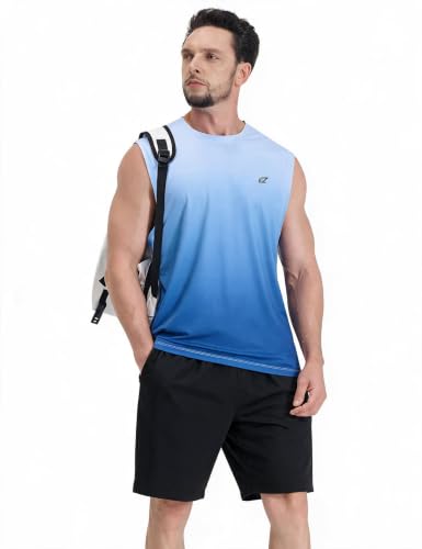 Image of EZRUN Men's Workout Sleeveless Shirts Quick Dry Muscle Swim Shirt Gym Fitness Running Beach Tank Tops