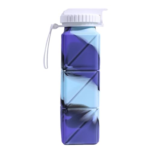 Botella de agua plegable, taza plegable para viajar | Botella de agua de silicona portátil - Copa plegable reutilizable con tapa para exteriores, senderismo, pesca, gimnasio, deporte