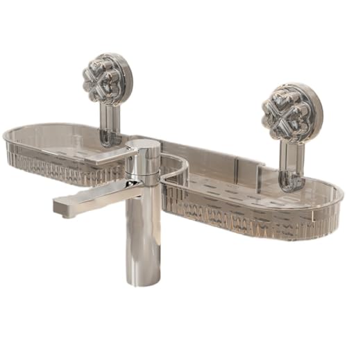 Gettimore Scaffale portaoggetti rimovibile per cucina e bagno, con ventosa ondulata sopra il lavello con robusta struttura in ABS, 41 x 119 x 113 cm, organizer salvaspazio per superfici lisce o non