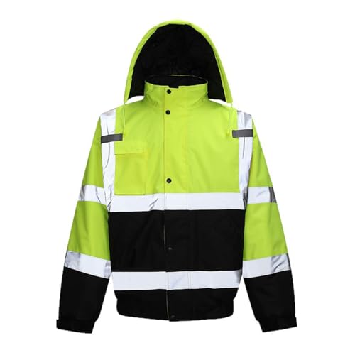 Alksubbm Chaquetas de trabajo de carretera unisex de alta visibilidad, con tiras reflectantes, bloques de color, abrigo de manga larga para hombre, lluvia y lluvia, Multicolor, S-XXL