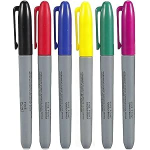 Lot de 6 Marqueurs Dermatologiques pour Tattoo, Stylos à Peau à Pointe Fine pour Esquisses et Repérage, Encre Temporaire Lavable pour Dessins sur Peau et...
