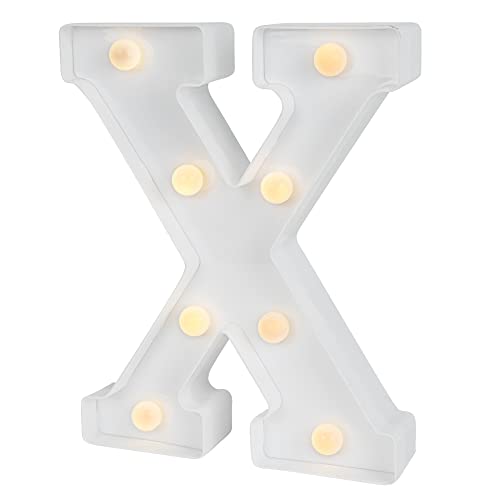 Image of Illumify 6.9 x 1.2 x 8.7 Inch Light Up Letter, 1 Durable Marquee LED Light - Letter X, Touchproof, White Plastic Party Light, Keyhole Slot, For Parties, Weddings, Or Special Events - Restaurantware