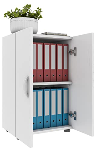 VCM Büroschrank mit 2 Fächern | moderner Aktenschrank mit Drehtüren | Maße ca. H. 74 x B. 49 x T. 34 cm - Ulas 2-Fach