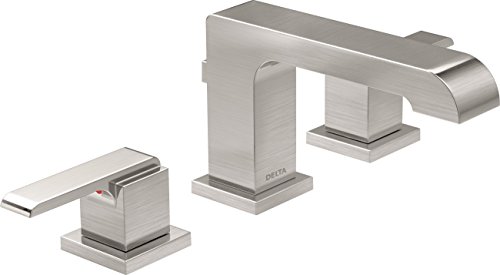 Delta Faucet Ara Widespread Bathroom Faucet Brushed Nickel, Bathroom Faucet 3 Hole, Diamond Seal Technology, Metal Drain Assembly, Stainless 3567-SSMPU-DST Delta Faucet Ara Widespread Bathroom Faucet Brushed Nickel, Bathroom Faucet 3 Hole, Diamond Seal Technology, Metal Drain Assembly, Stainless 3567-SSMPU-DST