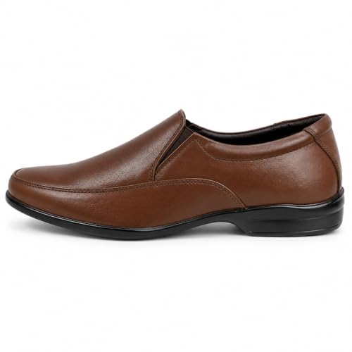 Image of Formal Leather Slipon Shoe for Men | Premium Brown Office and Party Footwear | Comfortable Classic Dress Shoes