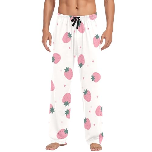Pink Strawberry Mens Pajama Pants Mens Pj Pants Comfy Cotton Pj Long Pant for Men with Pockets Size S-XXL2