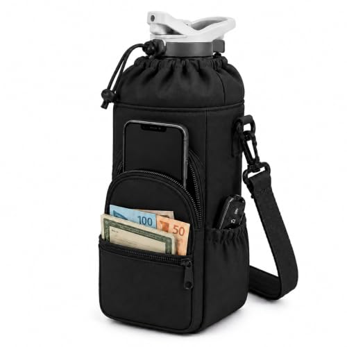 Bolsa Porta Garrafa de Água com Alça Regulável (Preto)