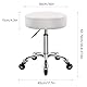 WKWKER 11cm Dicker Bürohocker Auf Rädern Drehbarer Verstellbarer Hocker PU Leder Sitz Hocker Stuhl Für Küche Hocker Salon Büro Massage Hocker Weiß