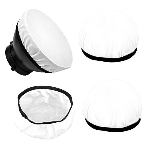 AIEX 4 Pezzi 18 cm/7 inch Diffusore Riflettore, Coperchio della Lampada Diffusore Fotografico Bianco Morbido Panno di Copertura del Diffusore per Luce ad Anello Luce Flash