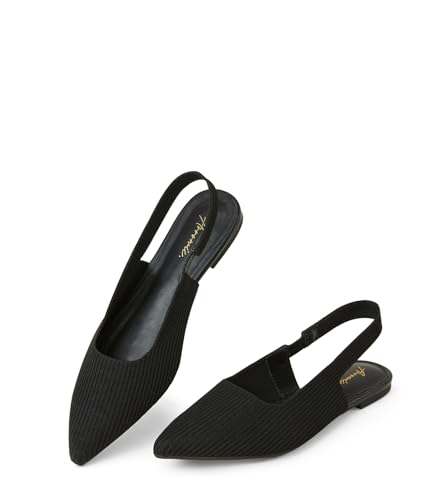 Arromic Slingback Flats for Women Pointed Toe Ballet Flats Shoes Women Dressy Comfortable Slip On Knit Flat