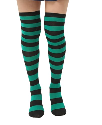 Image of Womens Thigh High Socks Athletic Stripe Cute Colorful Over the Knee High Sock Colorful Long Tube Sock
