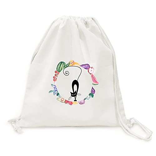Sac de marché halloween chat noir pliable pour légumes de saison