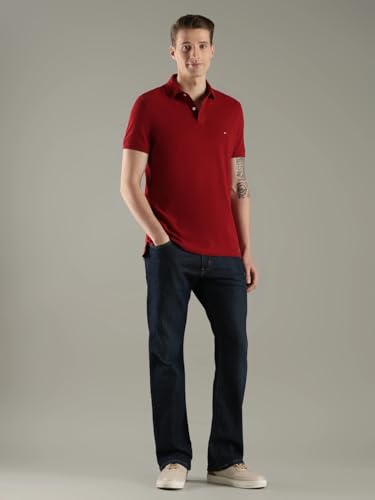 Image of Tommy Hilfiger Solid Regular fit Cotton Polo t-Shirt