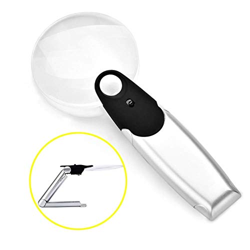 Lampe loupe de bureau pliable 5X avec éclairage LED YCQYM pour lecture et artisanat