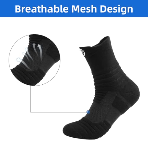 Proberos® 3 Pairs Professional Sport Socks for Men, Breathable Cricket Socks, Anti-slip Sole Design, Towel Cushioning Athletic Sports Socks For Basketball, Football, Running, Cycling, Workout 2 31XH 8LWdSL