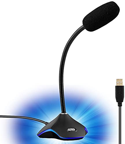 CP-Tech High-Performance USB Condenser Microphone With Blue Light for YouTube Video, Singing Online, Recording, Gaming, Podcasting, Speech, Conference, Meeting, QQ, MSN, Office, Skype, Chatting (Blue Light)