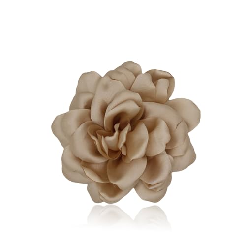 ZUWIJEQ Broches para Ropa Mujer, Flor Flamenca Pelo, Flores para Vestidos de Fiesta, Pinza Pelo Flor, Horquilla con Flor, Elegante Broche de Solapa Floral para Boda, Fiesta, Baile (Marrón claro)