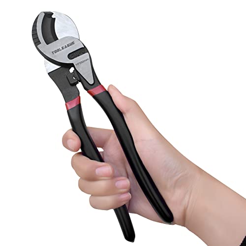 Image of TOOLEAGUE 10 Inches Cable Cutter,Heavy Duty Cable Cutting, High Leverage Cutter For Aluminum, Copper, Wire, Communication Cable, with Crimping and Wire Cutting Function,Black