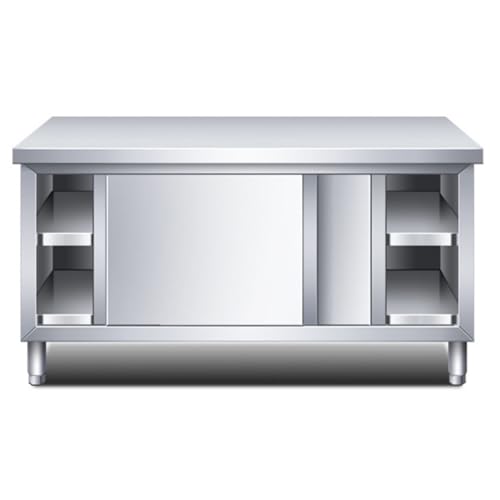 Generisch Edelstahl-Arbeitstisch mit Schiebetüren 100,1 x 50 x 80 cm