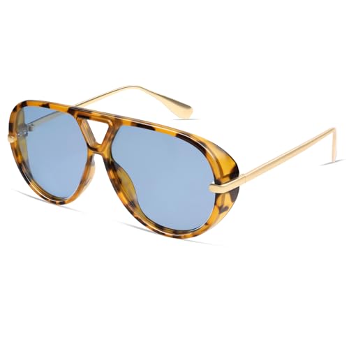 Image of VANLINKER Oversized Trendy Polarized Aviator Sunglasses for Women Men Retro Round Sunglasses Vintage Shield Shades VL9798